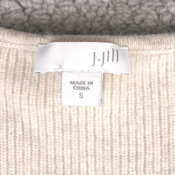 J Jill Long Sleeve Shirt Wool Cashmere Woman’s Small V-Neck Cream Sweater Soft - Picture 2 of 13
